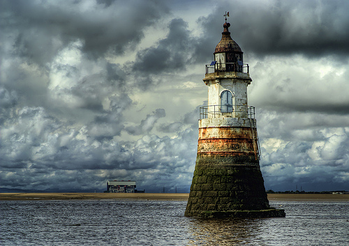 Plover Scar Range Front Light, River Lune, Lancashire., by Bay Photographic, a lighthouse at the mouth of the River Lune between Heysham and Cockerham Sands.